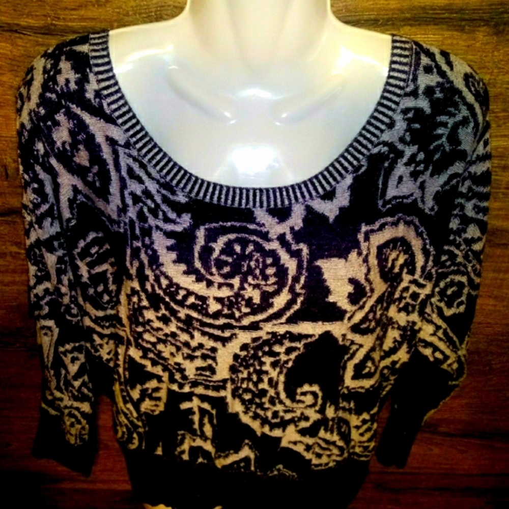 Liz Claiborne Top Size M Knit Dolman Paisley - Picture 7 of 14